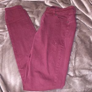 Maroon skinny jeans
